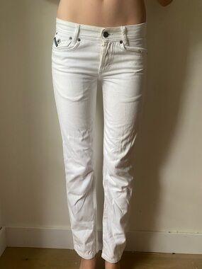 Dolce & Gabbana White Jeans - D&G Leather Logo Patch